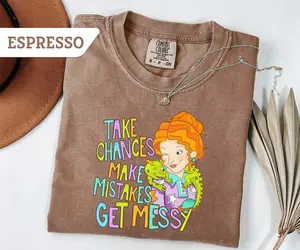Comfort Colors Take Chances Make Mistakes Get Messy T-Shirt, Playful Miss Frizzle Teacher Gift, Aesthetic Back to School Funny Tee, Trendy Oversized Magic Bus Inspired Design, Premium Garment Dyed Educational Adventure Apparel