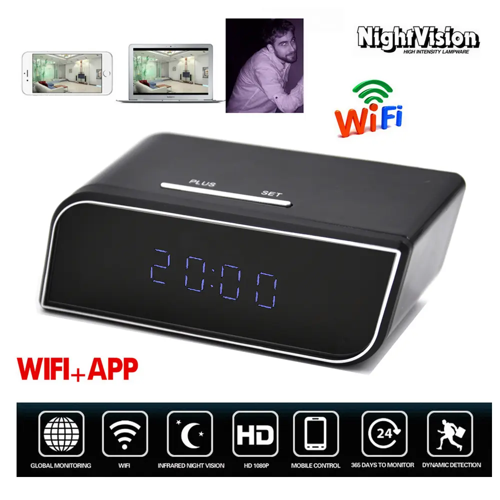 Clock Camera Multi-Functional 4K UHD Cameras with Night Vision | Local & Cloud Storage, App Remote View, Smart Motion Detection, 2600mAh Battery, WiFi&AP Hotspot,No Audio