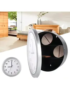 Hidden Strongbox Wall Clock, Hidden Strongbox For Storing Valuables, Battery-Operated Analog Timepiece With Hidden Shelf Storage For Home Living Room 10inch