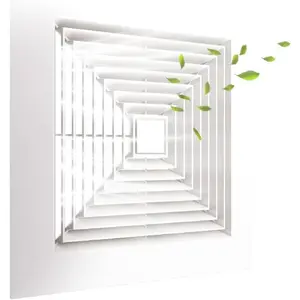 10INCH Bathroom Exhaust Fan Cover with Spring White ABS Plastic Square Grille Replacement for Ceiling or Wall-Mount Exhaust Fan Air Diffuser