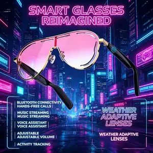Smart Bluetooth-compatible 5.3 Translation Sunglasses, Hands-Free Phone Calls, Magnetic Wireless Wearable, Gold, UV Protection Polarized Lenses