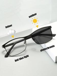 photochromic glasses, minimalist business metal full frame eyeglass, fashion eyeglasses for men & women, photochromic glasses for daily wear