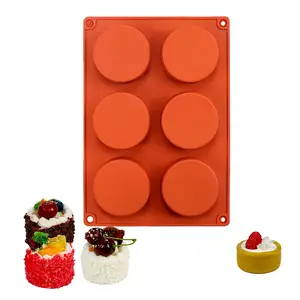 1pc Round Cylinder Pastry Mold, Chocolate Cookie Mold For Sandwich Cookies Muffin Cupcake Brownie Cake Pudding 6 Cavity Baking Tools, Silicone Cake Pan