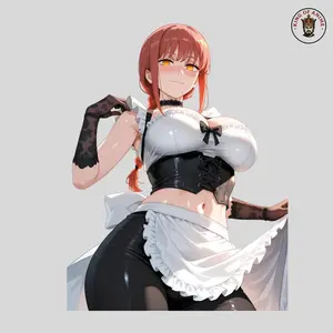 Makima Maid Outfit Sticker, Chainsaw Man Waifu Fan Art Anime Decal
