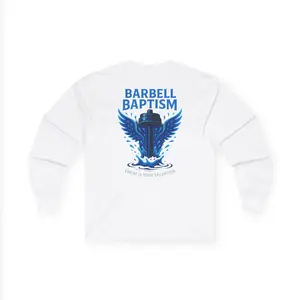 Barbell Baptism Long Sleeve (front logo + back design) – Gym Apparel