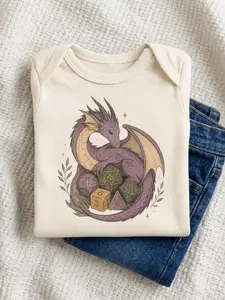 Dragon Dice Baby Onesie, Fantasy Tabletop RPG Bodysuit, Polyhedral D20 Gamer Baby Shower Gift, Nerdy Newborn Outfit, Baby Shower Gift