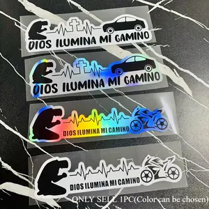 1PC For Motorcycle Accessories, Faith-Based Backpacks, Iridescent Motorcycle + Heartbeat Line + Spanish Slogan Creative Design, Nail Extreme Faith Style Easily, Eye-Catching & Show Fiery Attitude of Loving Faith & Extreme Combined Elements, Sticker Decals