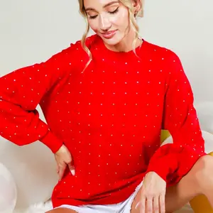 Red! Red sweater w/Small Rhinestones