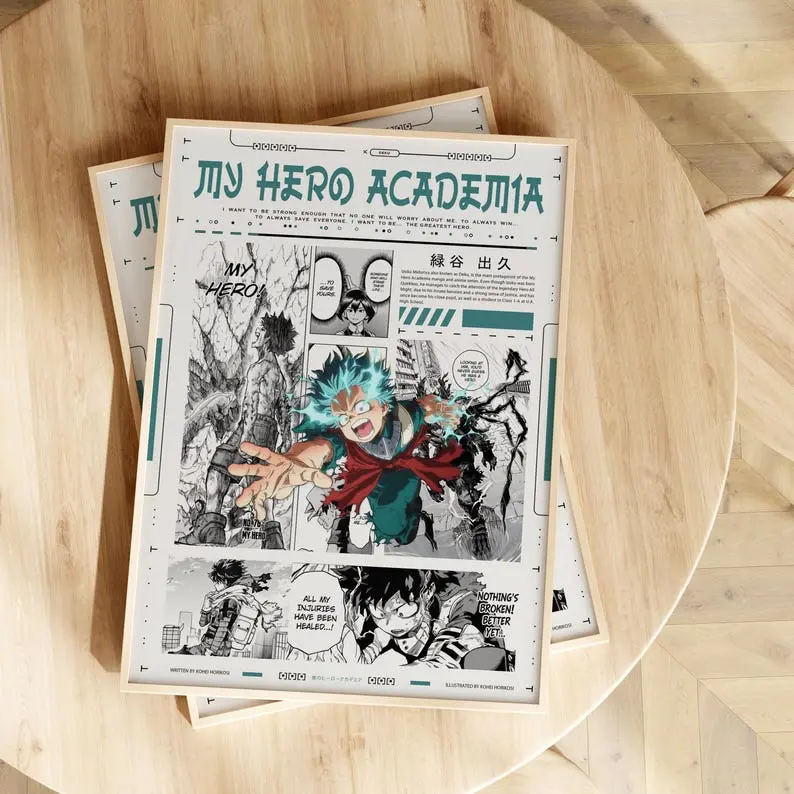 My Hero Academia Anime Poster - Deku izuku Midoriya Poster - MHA Anime Poster - My hero Academia Deku Manga Poster - My Hero Academia Poster - No Frame
