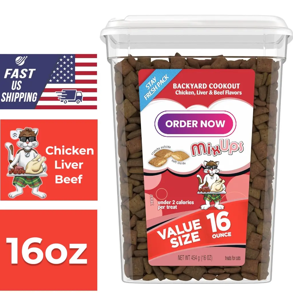 Temptations Cat Treats MixUps Backyard Cookout Flavor Crunchy, Soft Cat Treats, 16 oz. Tub