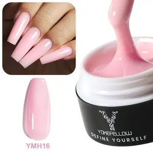 YOKEFELLOW Builder Nail Gel YMH16 15g 0.5oz Pink HEMA-free TPO-free Self Leveling Hard Gel Nail Extension Gel UV LED Lamp Cured for Healthy Nails Friendly for Beginners