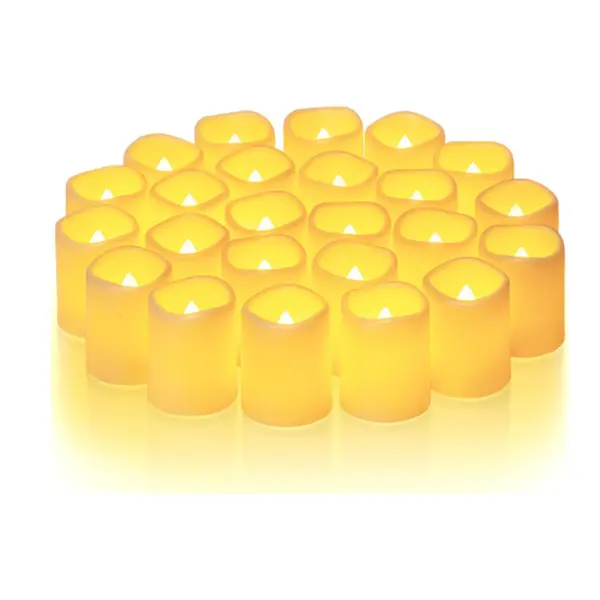 24-Pack Flickering Flameless Votive Design Decorative Lights, 200+Hour Battery-Operated LED Tealight Lighting, Electric Assorted Set Candles for Wedding Decor, Table Use