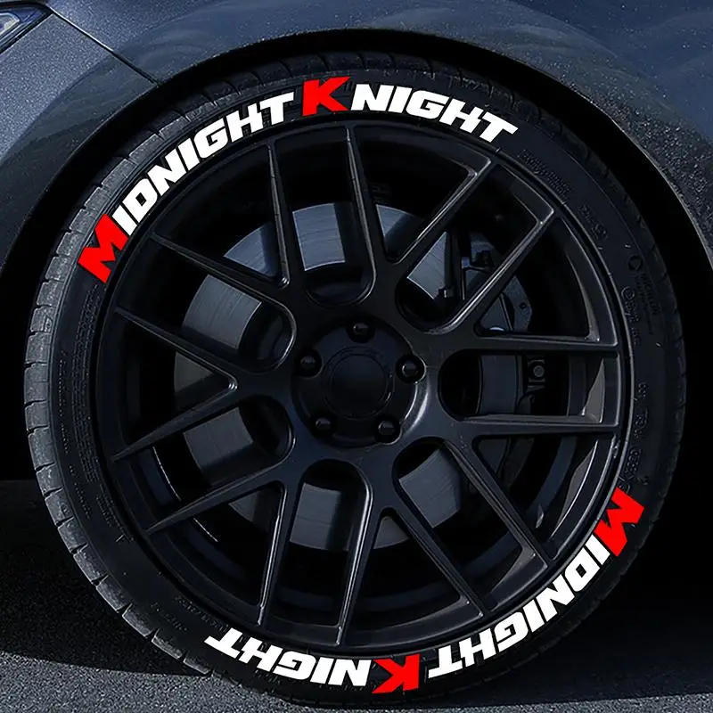 MIDNIGHT Knight Car Tire Decoration Stickers for Fall, PVC Waterproof Stickers, Letter Car Universal Decal for Four Tires (Glue Not Included), Vehicle