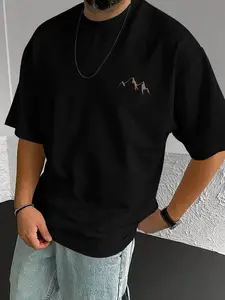 Men's Classic Landscape Mountain Print T-Shirt, Summer Casual Breathable Comfort Round Neck Short Sleeve Top, Outdoor Wear