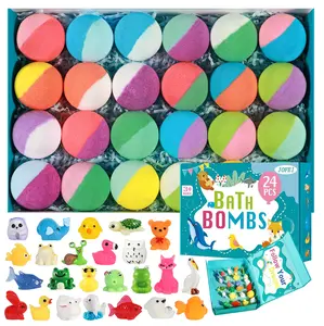 Bath Bombs for Kids, 24 Pack Colorful Bath Bomb Set with Surprise Inside, Gentle Fizzy Bubble Bath for Girls Boys, Gift Set for Kids