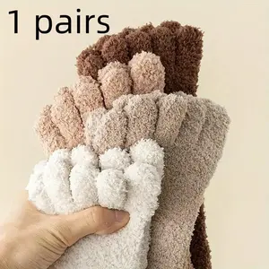 Winter Coral Fleece Five-Finger Socks, Soft Anti-Cold Thermal Sleep Socks for Men & Women, Warm Home Windproof Socks, Perfect Christmas Gift