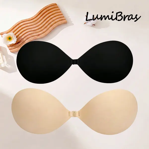 Women's Front Buckle Self-Adhesive Push Up Bras (4 Pairs) - Strapless, Backless Sticky Adhesive Bras for Women, Anti-Slip Edge, Sweatproof, Skin-Safe, Reusable, Shaping Fit for Wedding & Daily Dresses, A-D Cups, Strapless Bra Push Up