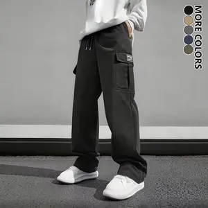 Men’s Four-Season Outdoor Casual Cargo Pants – Loose straight-leg design, multiple pockets, adjustable drawstring waist, multifunctional long pants suitable for hiking and everyday wear