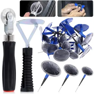 26Pcs Tire Repair Patch Tool Kit with 1Pc Tire Patch Roller, 1Pc Tire Inner Liner Scraper and 24Pcs 4mm/6mm/9mm Tire Repair Patch Plugs For Car, Motorcycle, Electric Vehicle Repair
