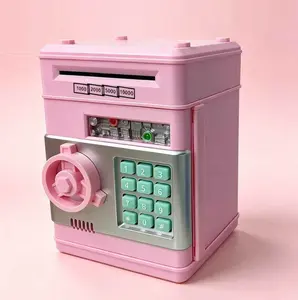 Pink ATM Bank, Electronic Savings Bank, Password Protected Bank, Auto Cash Deposit, Coin StorageBox, Kids Piggy Bank, Savings Toy, Gift for Kids, Money Saving Bank