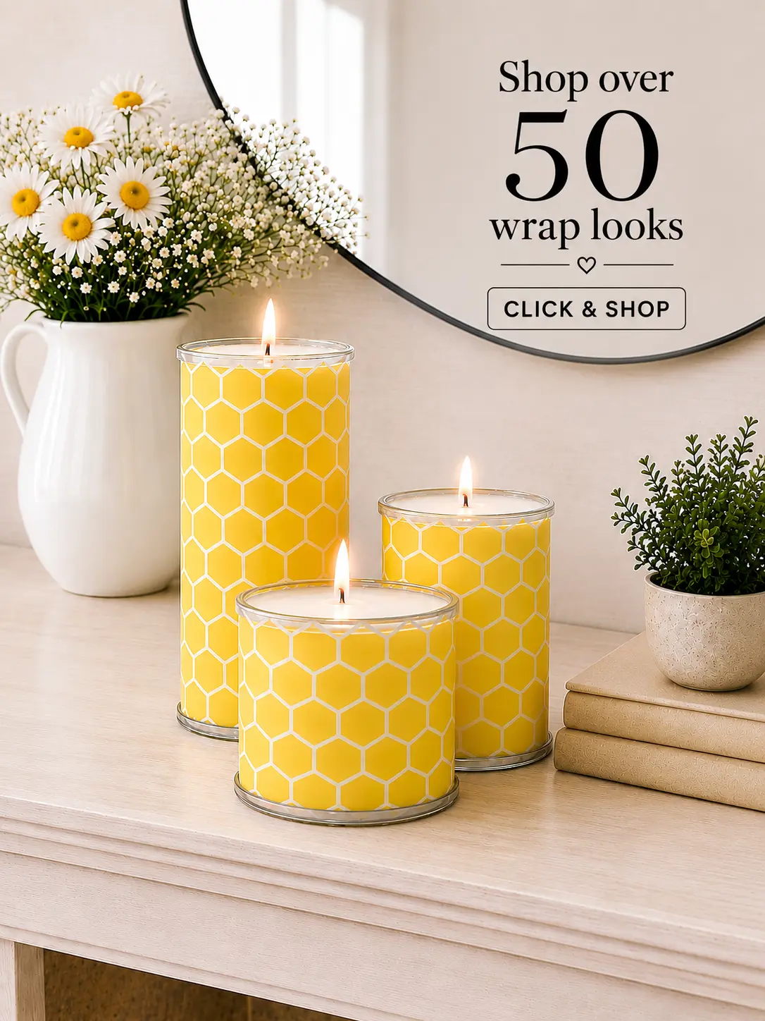 Reusable Candle Wrap Set - Sleeves to Change Your Candle's Look, Seasonal and Everyday Designs