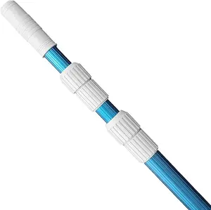 POOLWHALE Premium 15-ft Telescopic Swimming Pool Pole, 3-Piece Adjustable Blue Anodized Aluminum Pole for Skimmer Nets, Vacuum Heads, Brushes