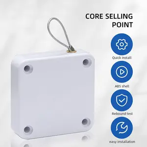 [2 pieces white] Upgraded version of perforation-free 1000g automatic screen door closing device and storm door closing device (with steel rope, suitable for sliding screen doors such as bathroom, bedroom, study)
