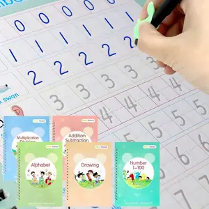 Limited-Time Sale Reusable Magic Grooved Handwriting Practice Copybook Set 5 Workbooks, 2 Pens, 10 Refills - Tracing Educational Supplies for Kids Ages 4-12, Preschool Learning Materials, For kindergarten children, Make children love learning Sticker Deca