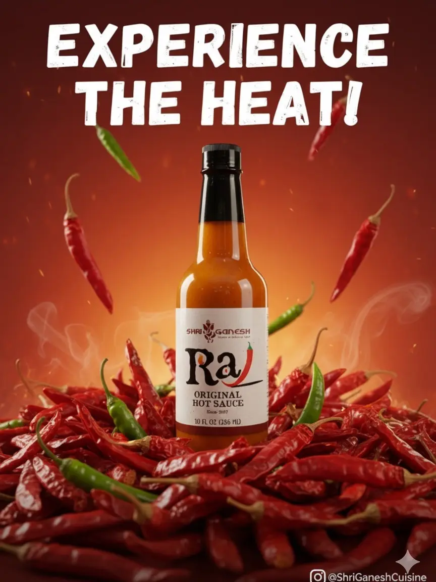 Raj's Original Indian Hot Sauce - Aromatic, Savory, Sugar-Free, Gluten-Free, Natural Flavor with Nutmeg & Ginger, Ideal for Tacos & Cooking Needs