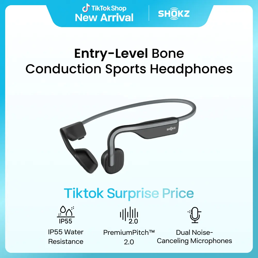 SHOKZ OpenMove - Open-Ear Bluetooth Sport Headphones, Bone Conduction Wireless Earphones, Sweatproof for Running and Workouts