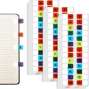 390 Pcs Multicolor Alphabet Index Tabs, A-Z Sticky Tabs, Colored Alphabetical Tab Indexes, Self-Adhesive Page-Tab, Transparent Permanent Alphabetical Tab for Notebook, Textbook, Dictionary KALIONE