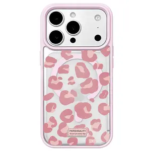 Pink Leopard Print Personality Phone Case for iPhone 17 16 15 14 13 12 11 Pro Max Plus Air Aesthetic MagSafe Trendy Accessories Shockproof Drop Protection Camera Protection Hard PC Cover Gift Durable Casing Trendy Smartphone Accessories Gift MKCX260423009
