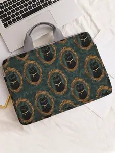 Cat Pattern Notebook Bag, Soft Laptop Sleeve, Tablet Case, Zipper Storage Pouch, Casual Style, All Seasons, Valentine's Day Gift