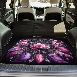 1pc Dreamcatcher Print Polyester Car Trunk Mat - Soft, Durable, Non-Slip, Machine Washable Cargo Liner for SUVs and Cars, Easy-to-Clean Interior Pad with Stylish Creative Design, Keeps Interiors Clean and Tidy, Car Mats, Car Floor Mat