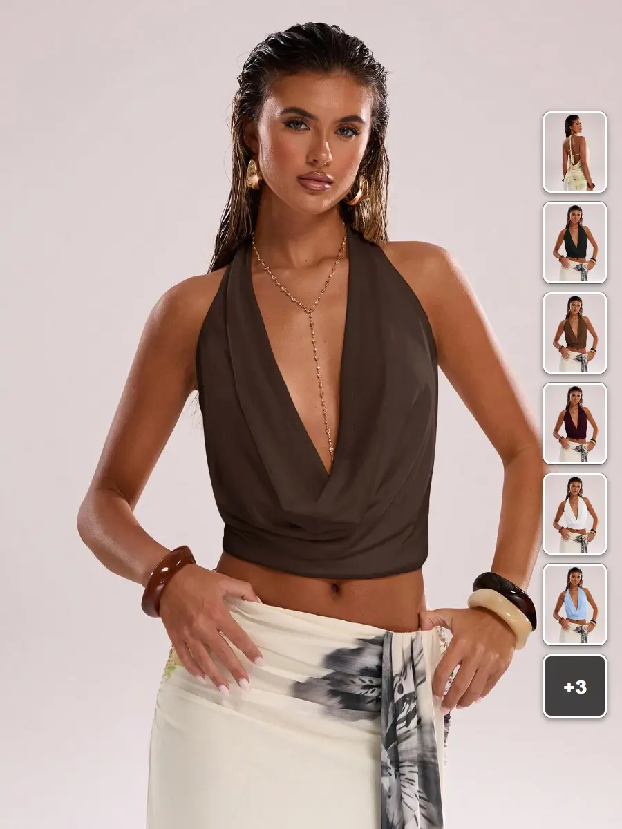 Halter Top Open Back Semi Sheer Knit Knot Detail Going Out Summer Outfit