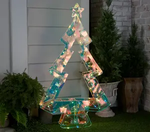Bethlehem Lights 48" Fold Flat Iridescent Christmas Tree - Snowflake