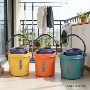 1PC  Large Colorful Mop Bucket with Squeeze Water Dispenser, Strong Scrub Design, Durable Plastic, Fast Dry, Home Cleaning Tool, Multiple Colors Available