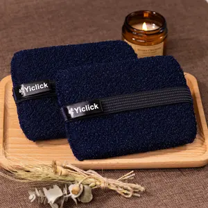 Yiclick Blue Exfoliating Body Scrubber Exfoliator 2 Pack - Exfoliating Sponge, Shower Bath Sponge Loofah with Handle, Body Scrub Loofah Washcloth Net Brush, Dead Skin Remover for Body(Rectangle)
