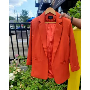 Women's Copper Orange Open Front Classic Blazer