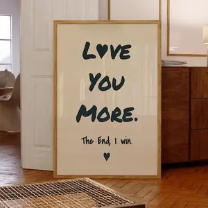 Love You More Wall Art Unframed - Love You More Poster, Trendy Love Print, Simple Love Wall Art, Black Love Poster