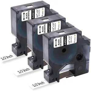 3-Pack Label Maker Tape Compatible DYMO D1 Label Tape 45013 S0720530 Replace for DYMO D1 A45013 Refills, Black on White, 1/2 Inch X 23Ft, for DYMO Labelmanager 160 420P 210D 280 360D Pnp Label Maker