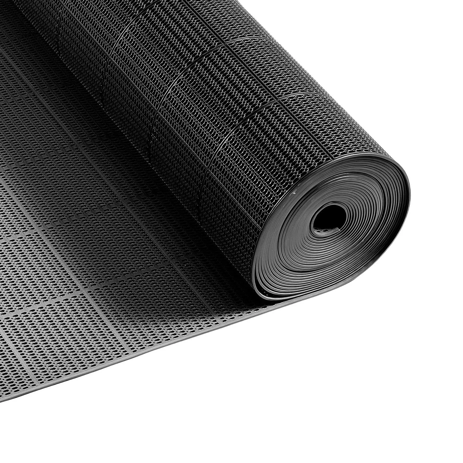 【SummerFinds】VEVOR Drainage Mat, 3 x 50 ft, PVC Non Slip Commercial Floor Mat, Wet Area Water Drain Splash Matting Hollow Doormat Roll, for Outdoor Indoor Restaurant Swimming Pool Patio Bathroom Washroom, Black