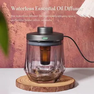 USB PLUG Glass Metal Waterless Essential Oil Diffuser, Micro-Porous Aromatherapy Humidifier, Home Hotel Office Use, Home Desktop Humidifier, Metal Enclosure Design