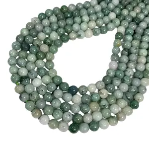 Natural Burmese Jade Gemstone Smooth Round Loose Beads For DIY Jewelry Making Desig Handmade Crafts Bracelet, Necklace, Earrings AAA Quality 15.5 Inches Long, Semi Precious Stone, Spacer beads