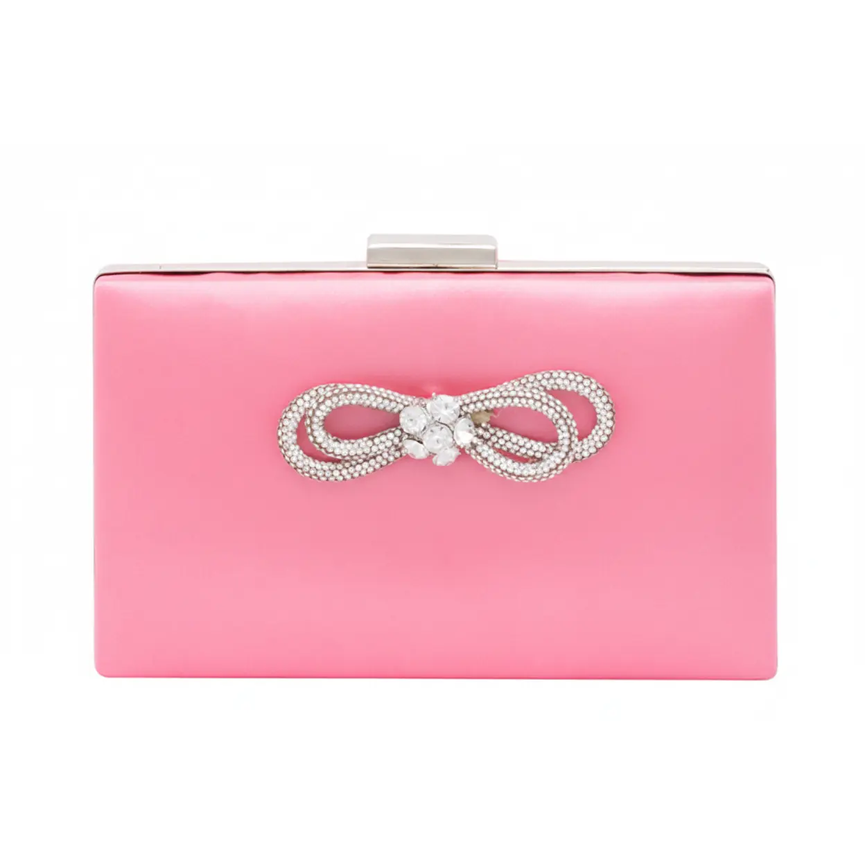 Women's Chic Blush Pink Rhinestone Bow Evening Clutch Bag - Glamorous Accessory for Weddings, Formal Events & Special Occasions with Bow Detail, Wedding, Rhinestones, Elegant, Special Occasion Parties, Sparkling Stones, Wristlet