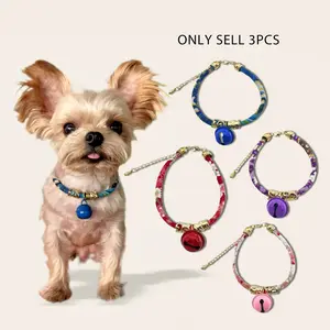 Pet Collar Set, 3-Piece with Bell, Trendy Ethnic Style, Random Colors, Suitable for Small Medium Dogs and Cats, Daily Wear Accessories