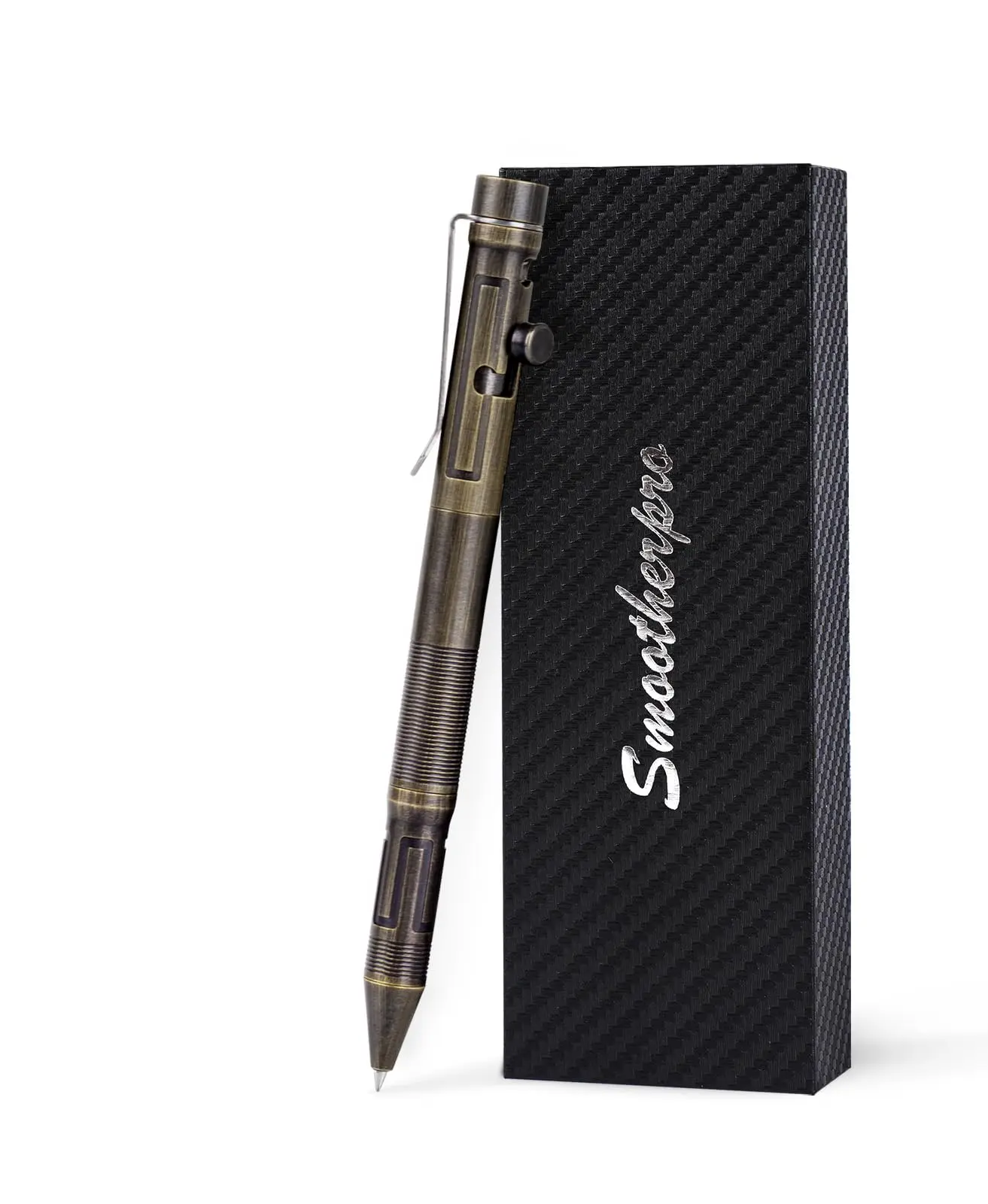 SMOOTHERPRO 54g Brass Weighted Bolt Action Pen, Graphite Tip Writing Pen, Pilot G2 Refill Compatible, Industrial Vintage Design for Office Gifts, Parkinson & Arthritis Users, EDC Tactical Pen