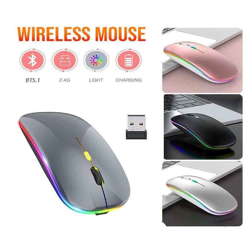 Bluetooth Mouse 2.4Ghz Wireless Mouse Mice Rechargeable Mouse Silent Mouse LED Backlit USB Gaming Mouse 1600DPI for PC Laptop Bluetooth Mouse 2.4Ghz Wireless Mouse Mice Rechargeable Mouse Silent Mouse LED Backlit USB Gaming Mouse 1600DPI for PC Laptop