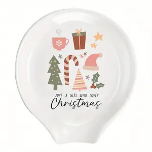 Christmas Coffee Spoon Rest Ceramic Spoon Holder Cafe Bar Accessories Snowman Nativity Scene Teaspoon Quote Ceramic Spoon Holder Rests for Station Decor Stove Top Countertop Kitchen Accessories Christmas Thanksgiving Gift for Coffee Lovers