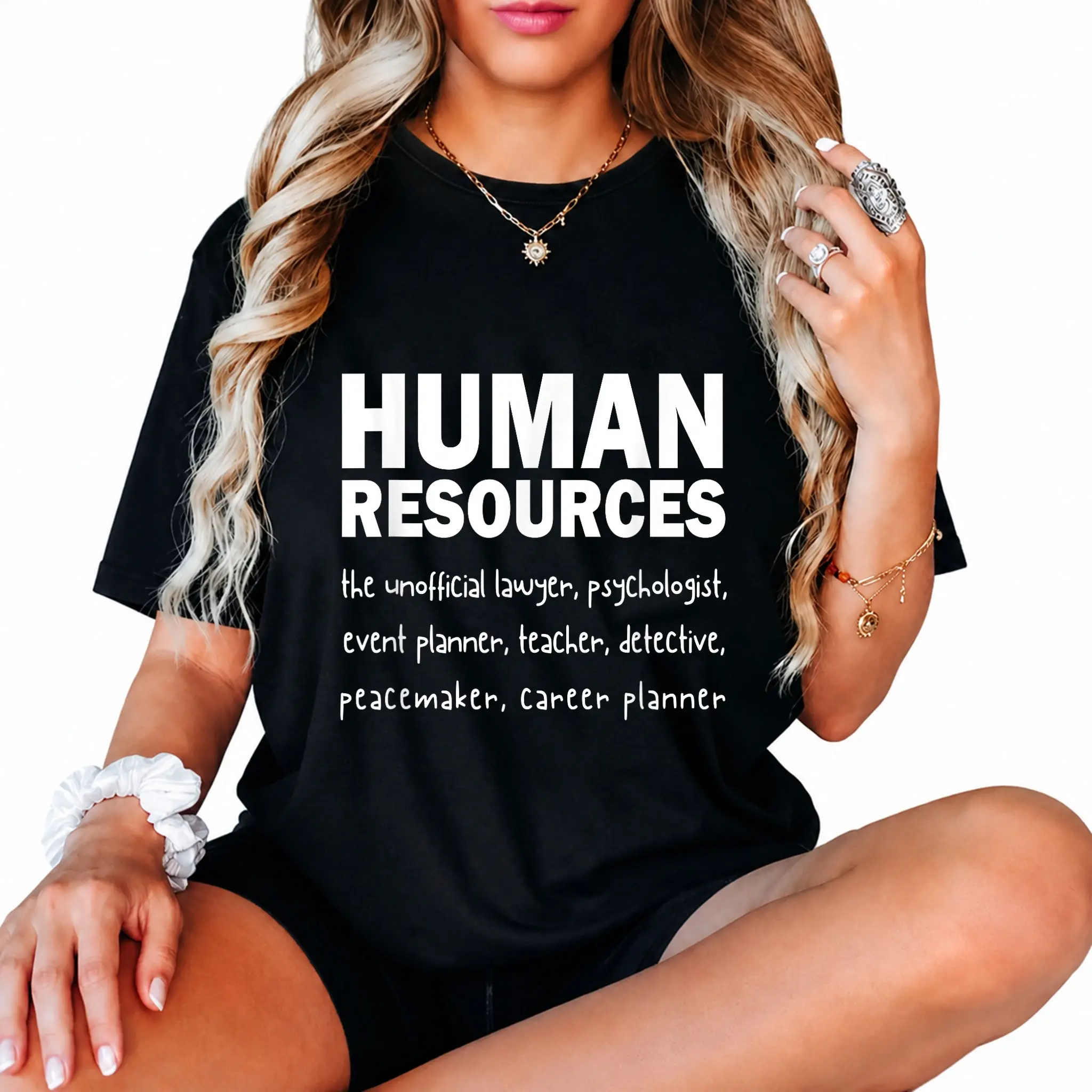 Women's 100% Cotton Round Neck Tshirt - Everyday Streetwear Top, Hilarious HR Definition Graphic Tee, Perfect Gift for Human Resources Professionals, Funny Vibes, Casual, Vintage